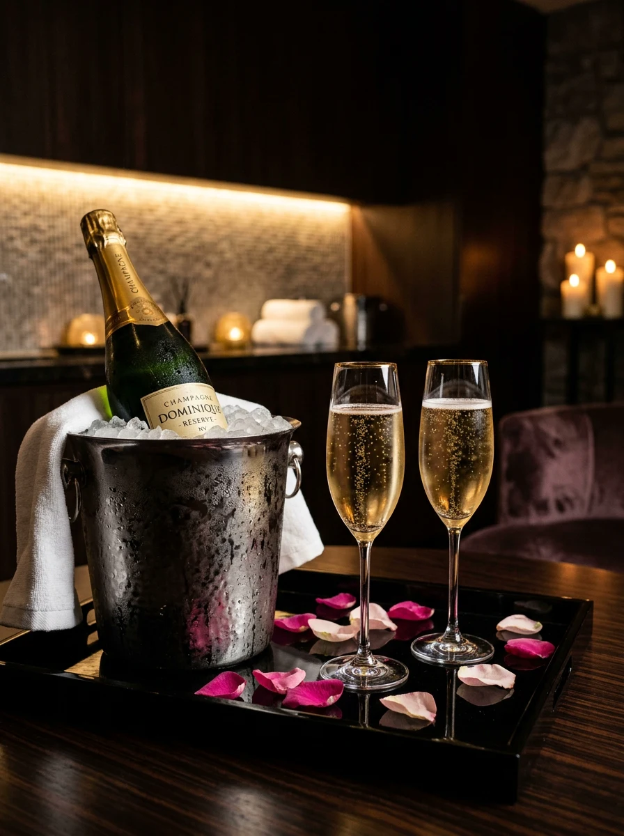 VIP Champagne welcome at Marbella Massage Premium
